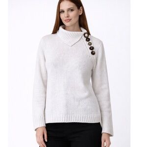 PURE HANDKNIT White Winter 100% Cotton Sweater Size S